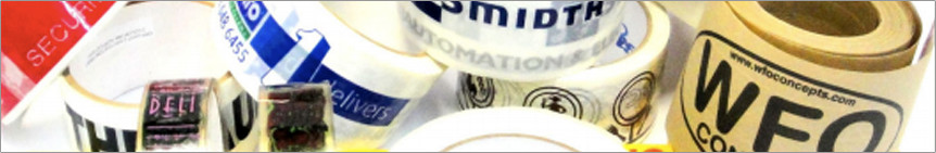 Examples of Custom Printed Tape, Printed by Tape Jungle custom printed carton sealing tape examples with logos and grahpics
