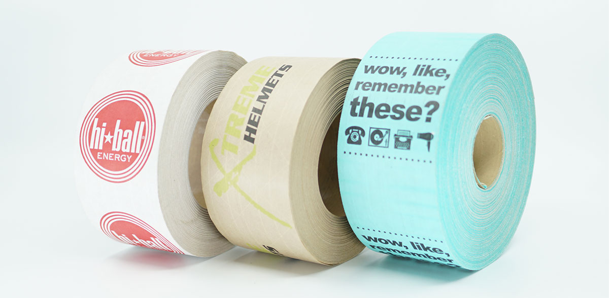 Sustainable custom printed water activated packing tape from Tape Jungle