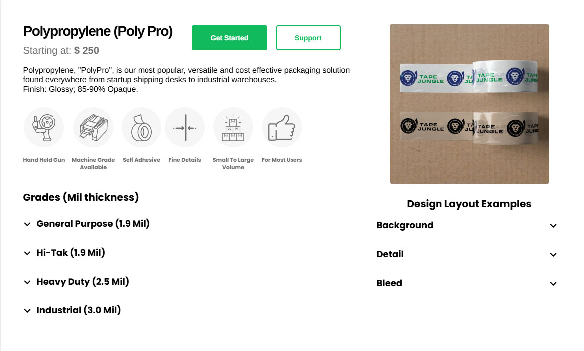 Custom poly pro tape for use in extreme conditions from Tape Jungle.